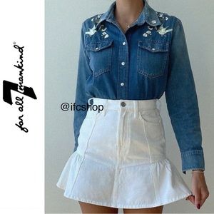 NWT 7 For All Mankind Denim Peplum Miniskirt 25